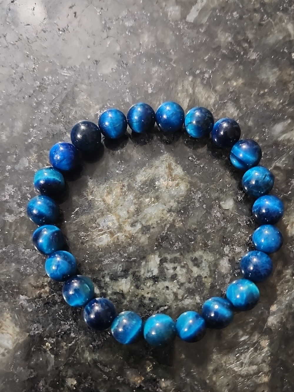 Handmade Sky Blue Tiger's Eye Gemstone Beaded Bracelet